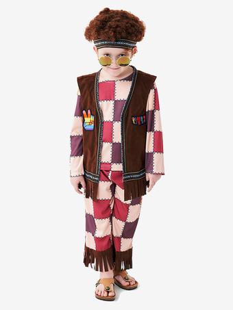 子供用ハロウィンコスチューム ディープブラウン ハロウィンポリエステルセット 子供用トップパンツ