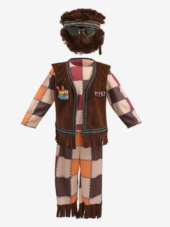 子供用ハロウィンコスチューム ディープブラウン ハロウィンポリエステルセット 子供用トップパンツ