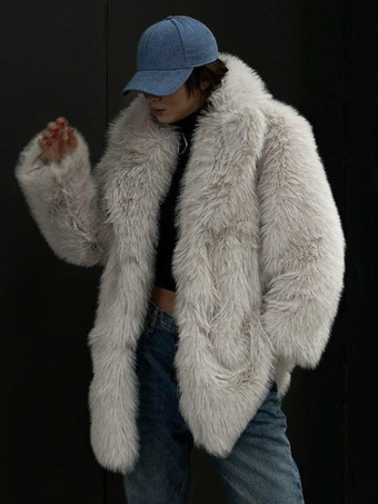 フェイクファーコート オーバーサイズ ターンダウンカラー カジュアル 冬 ロングジャケット レディース 2025