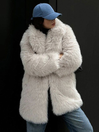 フェイクファーコート オーバーサイズ ターンダウンカラー カジュアル 冬 ロングジャケット レディース 2025