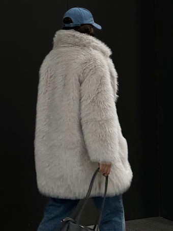 フェイクファーコート オーバーサイズ ターンダウンカラー カジュアル 冬 ロングジャケット レディース 2025