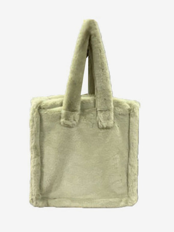 グラスグリーンレディースバッグ ローズフェイクファースクエアツートン