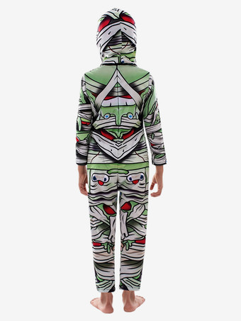 子供用ハロウィンコスチューム グリーン ハロウィン ポリエステルセット 子供用ジャンプスーツ フード