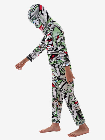 子供用ハロウィンコスチューム グリーン ハロウィン ポリエステルセット 子供用ジャンプスーツ フード