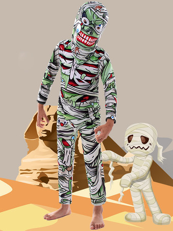 グリーン 子供用ハロウィンコスチューム グリーン ハロウィン ポリエステルセット 子供用ジャンプスーツ フード