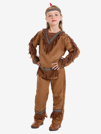 子供用ハロウィンコスチューム コーヒーブラウン ハロウィンセット 子供用ポリエステル帽子 パンツ