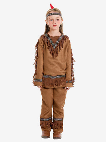 子供用ハロウィンコスチューム コーヒーブラウン ハロウィンセット 子供用ポリエステル帽子 パンツ