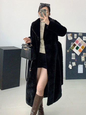 フェイクファーコート オーバーサイズ ターンダウンカラー シック 冬 ロングジャケット 2026