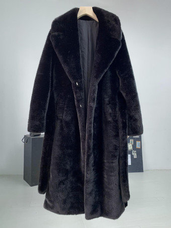 フェイクファーコート オーバーサイズ ターンダウンカラー シック 冬 ロングジャケット 2026