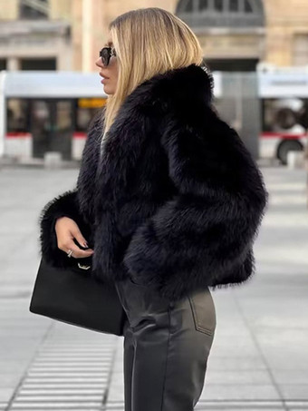 フェイクファーコート ブラック ウエストラインなし 長袖 オーバーサイズ 冬用コート