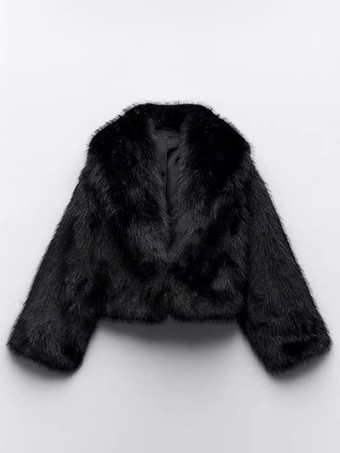 フェイクファーコート ブラック ウエストラインなし 長袖 オーバーサイズ 冬用コート