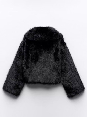 フェイクファーコート ブラック ウエストラインなし 長袖 オーバーサイズ 冬用コート