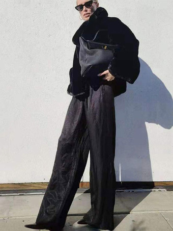 フェイクファーコート シックなターンダウンカラー ホワイト 冬用ロングジャケット レディース 2025