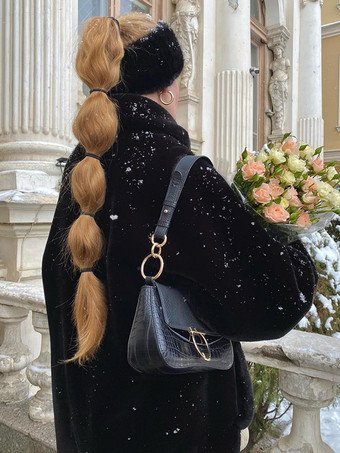 フェイクファーコート シックなターンダウンカラー ホワイト 冬用ロングジャケット レディース 2025