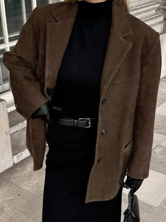 レディースブレザー モダンスエード ターンダウンカラー 長袖