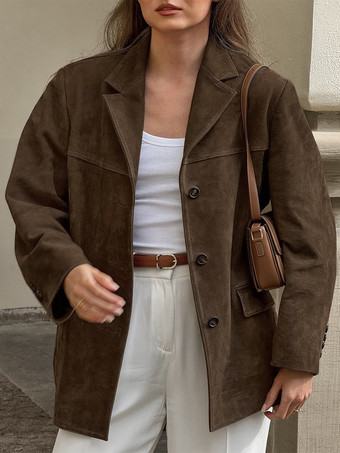 レディースブレザー モダンスエード ターンダウンカラー 長袖