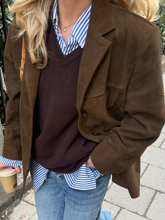 レディースブレザー モダンスエード ターンダウンカラー 長袖