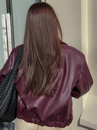 レディースジャケット ターンダウンカラー PUレザー