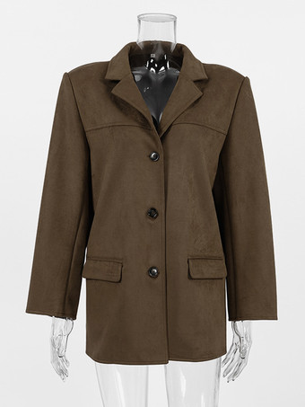 レディースブレザー モダンスエード ターンダウンカラー 長袖