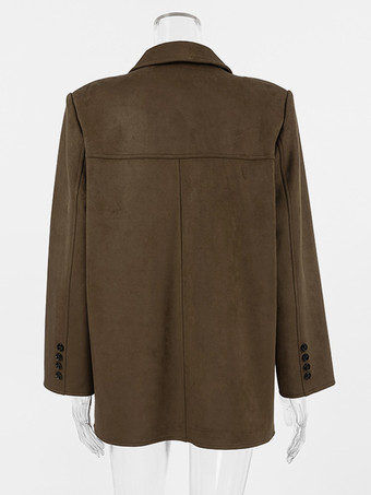 レディースブレザー モダンスエード ターンダウンカラー 長袖