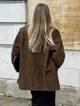 レディースブレザー モダンスエード ターンダウンカラー 長袖