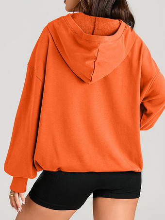 女性用パーカー ライトグリーン 長袖 ジッパー ポリエステル フード付き スウェットシャツ