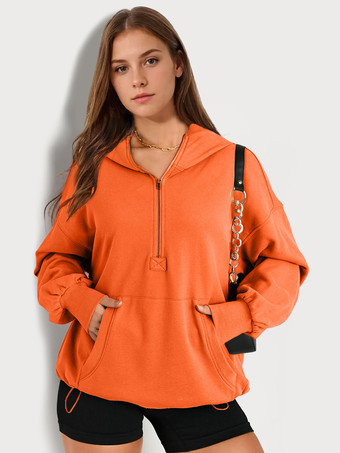 ブリックレッド女性用パーカー ライトグリーン 長袖 ジッパー ポリエステル フード付き スウェットシャツ