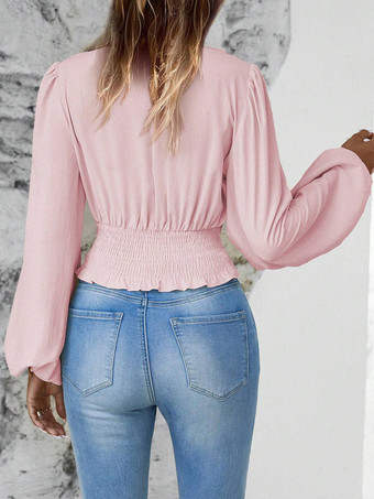 長袖Tシャツ ダークグリーン レイヤード Vネック レディースTシャツ