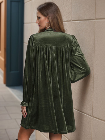 ベルベットドレス バーガンディ Vネック 長袖 冬 シック レイヤード 膝丈 ミニドレス