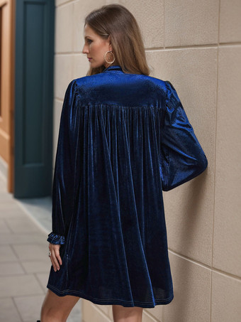 ベルベットドレス バーガンディ Vネック 長袖 冬 シック レイヤード 膝丈 ミニドレス