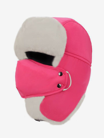 ホワイト メンズ 暖かい冬用帽子 快適 防風 防塵 防水 スキー用帽子 取り外し可能なマスク付き