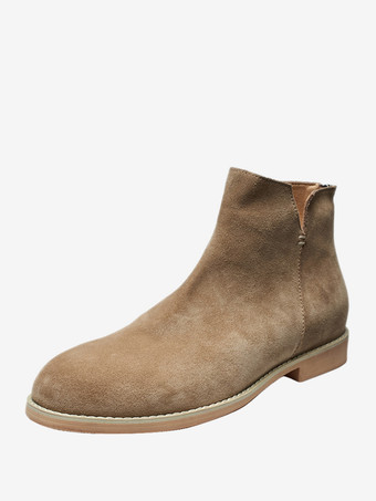Light ApricotMen's Boots Chelsea Boots Light Apricot Suede Leather Round Toe