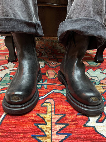 メンズブーツ チェルシーブーツ ブラック 牛革 ラウンドトゥ