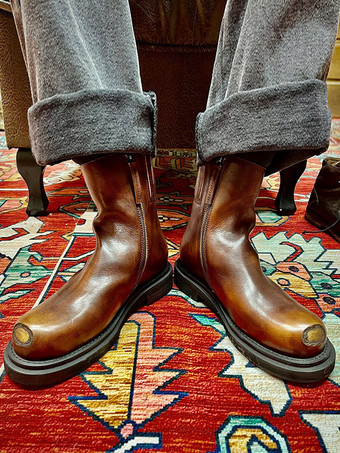 メンズブーツ チェルシーブーツ ブラック 牛革 ラウンドトゥ