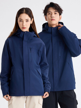 ダークネイビーメンズ ジャケット パーカー ジップ 暖かい オレンジ スポーツ カジュアル コート