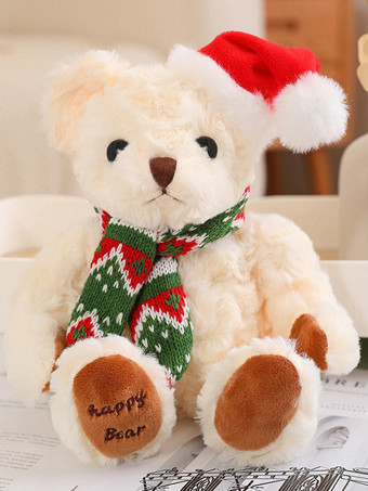 ホワイト テディベア人形 小さなクリスマスプレゼント