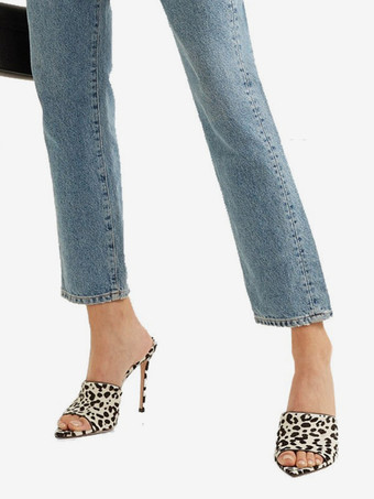 レディース ハイヒール ミュール ホースヘア オープントゥ セクシーサンダル