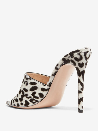 レディース ハイヒール ミュール ホースヘア オープントゥ セクシーサンダル