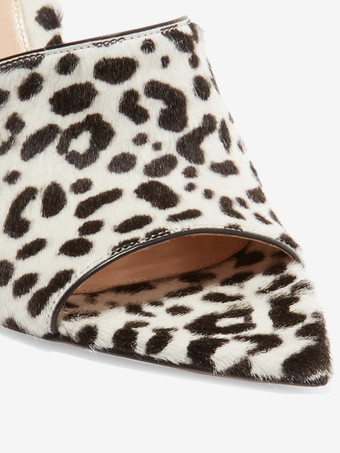 レディース ハイヒール ミュール ホースヘア オープントゥ セクシーサンダル