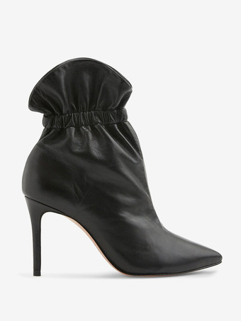 レディース アンクルブーツ ブラック ポインテッドトゥデザイン ハイヒール ブーティ
