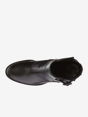 レディース チャンキーヒール アンクルブーツ ブラック バックルディテール ハイヒール ブーツ