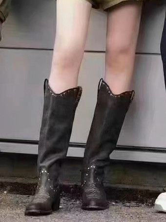 Women's Western Boots Rhinestones Knee High Boots