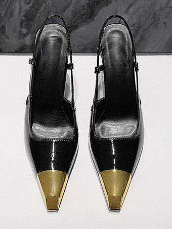 Women's Slingback Heels Black Pointed Toe High Heels