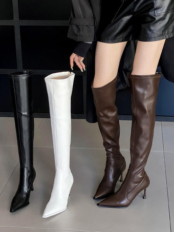 ニーハイブーツ レディース ブラック シック スティレットヒール ニーハイブーツ