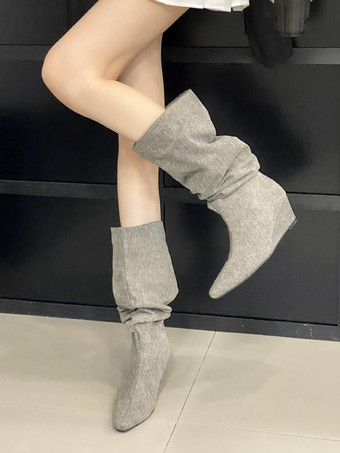 Stivali alti fino al ginocchio Stivali con zeppa da donna