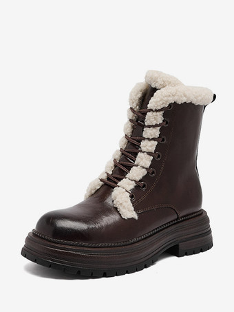 ブラウン レディース アンクルブーツ ブラック ラウンドトゥ レースアップ コンバットブーツ