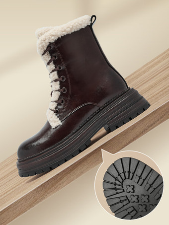 レディース アンクルブーツ ブラック ラウンドトゥ レースアップ コンバットブーツ