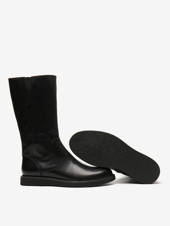 メンズ ワークブーツ 牛革 クラシック ブラック ニーハイブーツ