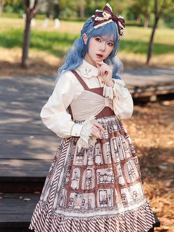 スイートロリータドレス ポリエステル ノースリーブ カスケードフリル おとぎ話のロリータドレス