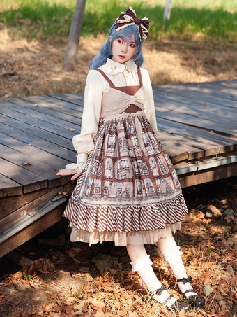 スイートロリータドレス ポリエステル ノースリーブ カスケードフリル おとぎ話のロリータドレス